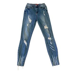 Guess Distressed Destroyed Jeans Denim Designer Sexy Stretch Skinny